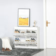 HOMCOM Shoe Cabinet with 4 Flip Drawers Wood Tipping Bucket Narrow Storage Cupboard with Adjustable Shelf Hall Organizer for Entrance Foyer White
