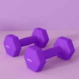 SPORTNOW 2 x 4kg Hexagonal Dumbbells Weights Set with Non-Slip Grip for Home Gym Workout, Purple