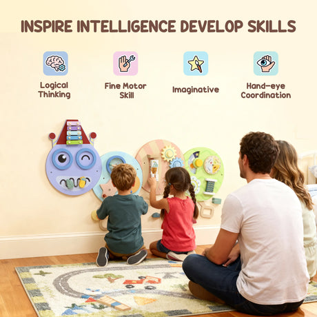 AIYAPLAY Caterpillar Busy Board with 7 Activities, for Nursery, Playroom, Home, for 3+ Years