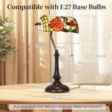 HOMCOM Tiffany-Style Rose and Butterfly Table Lamp - Multi