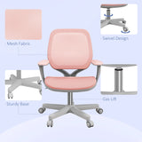 Vinsetto Office Chair, Breathable Mesh Swivel Desk Chair with Adjustable Height and  360 Swivel Security Wheels for Home Office, Study, Pink