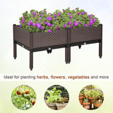 Outsunny 50cm x 50cm x 46.5cm Set of 2 41L Garden Raised Bed, Elevated Planter Box, Flower Vegetables Planting Container with Self-Watering Design and Drainage Holes