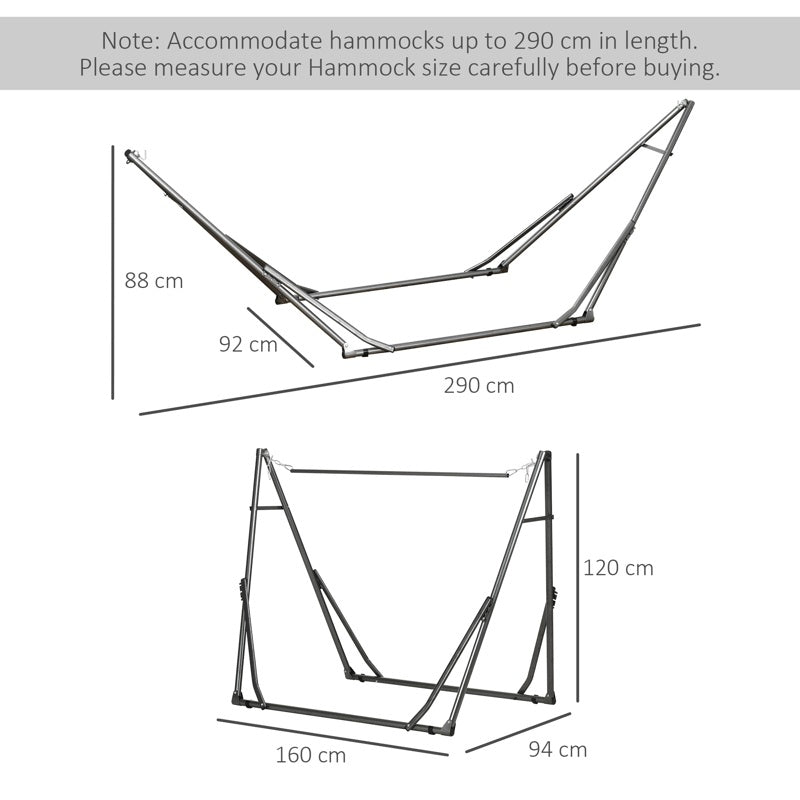 Outsunny Foldable Hammock Stand, Portable Hammock with Metal Frame, 2 in 1 Hammock Net Stand, Clothes Drying Rack, Load Capacity 120kg, for Patio, Garden, Yard, Black