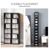 HOMCOM 204 CD Media Display Shelf Unit Set of 2 Blu-Ray Tower Rack w/ Adjustable Shelves Bookcase Storage Organiser, Black