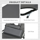 Outsunny Outdoor Folding Sun Lounger Set of 2 with Face Hole, 4 Level Adjustable Backrest Reclining Garden Lounger, Garden Recliner Sunbed with 600 D Oxford Cloth Seat and Pillow for Beach, Dark Grey