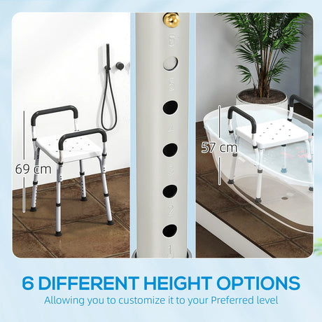 HOMCOM 57-69cm Aluminium Frame Bath Seat