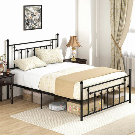 Full/Queen/Twin Size Heavy-duty Metal Bed Frame with Headboard-Queen Size