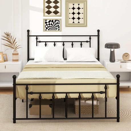 Full/Queen/Twin Size Heavy-duty Metal Bed Frame with Headboard-Queen Size