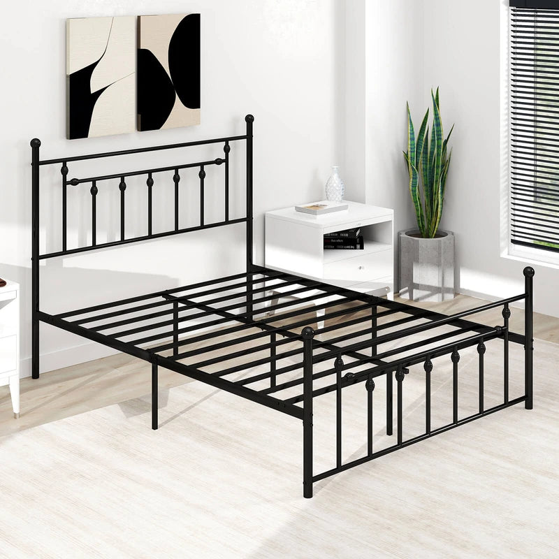 Full/Queen/Twin Size Heavy-duty Metal Bed Frame with Headboard-Queen Size