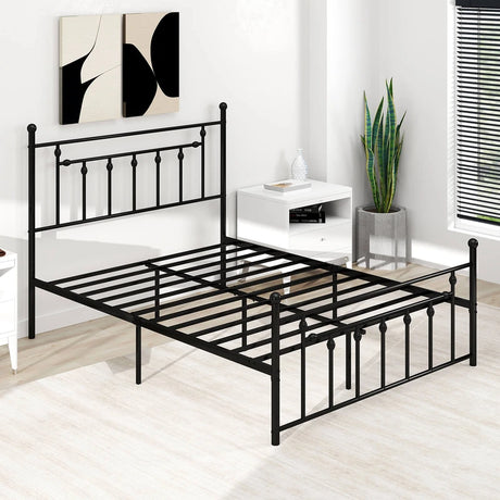 Full/Queen/Twin Size Heavy-duty Metal Bed Frame with Headboard-Queen Size