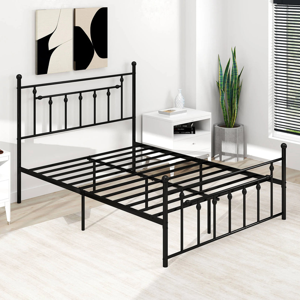 Full/Queen/Twin Size Heavy-duty Metal Bed Frame with Headboard-Queen Size