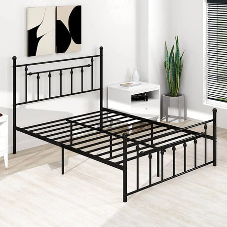 Full/Queen/Twin Size Heavy-duty Metal Bed Frame with Headboard-Queen Size