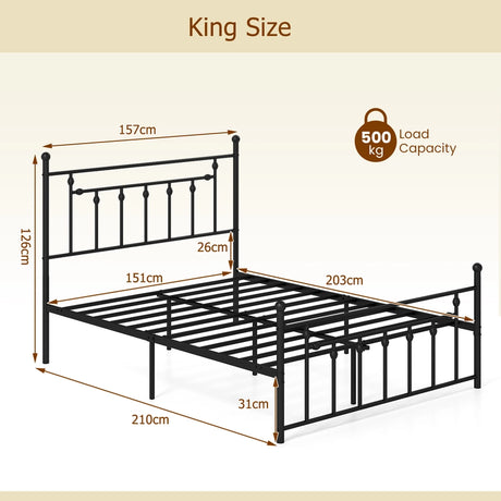 Full/Queen/Twin Size Heavy-duty Metal Bed Frame with Headboard-Queen Size