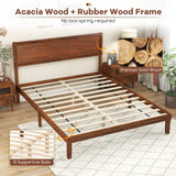 Single/King Size Bed Frame with Headboard and Slats Support-Queen size