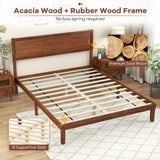 Single/King Size Bed Frame with Headboard and Slats Support-Queen size
