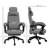 Vinsetto Linen-Look Office Chair, with 160 Reclining Back and Footrest - Grey