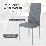 HOMCOM Five-Piece Dining Set, with Padded Chairs and Glass-Top Table - Grey