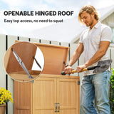 Outsunny Small Shed, Wooden Garden Shed with Openable Hinged Roof and Removable Shelf, Outdoor Tool Storage Cabinet Chest with Double Doors, 74 x 43 x 88 cm, Natural Wood Finish