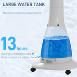 HOMCOM Pedestal Fan with Water Mist Spray, Spray Misting Fan with 75 Oscillation, Remote Control, Tilt Head, 3 Speeds, 3 Modes, 3 Mist, 3L Water Tank, Wheels, for Home, 125 cm