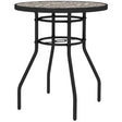 Outsunny Φ60 Garden Table, with Glass Printed Tabletop - Brown