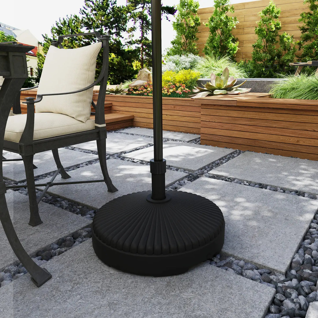 Outsunny Garden Parasol Base Holder, 28kg Sand Filled, 23kg Water Filled, Sun Umbrella Base, 55 x 30H cm Black