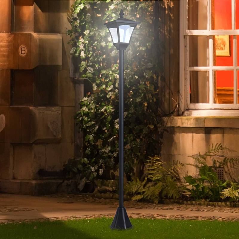 Outsunny Outdoor Garden Solar Post Lamp Sensor Dimmable LED Lantern Bollard Pathway 1.2M Tall – Black