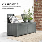 Outsunny Wood Storage Bench for Patio Furniture, Outdoor Garden Seating Tools, Grey