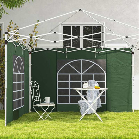 Outsunny Gazebo Side Panels, 2 Pack Sides Replacement, for 3x3(m) or 3x6m Pop Up Gazebo, with Windows and Doors, Green