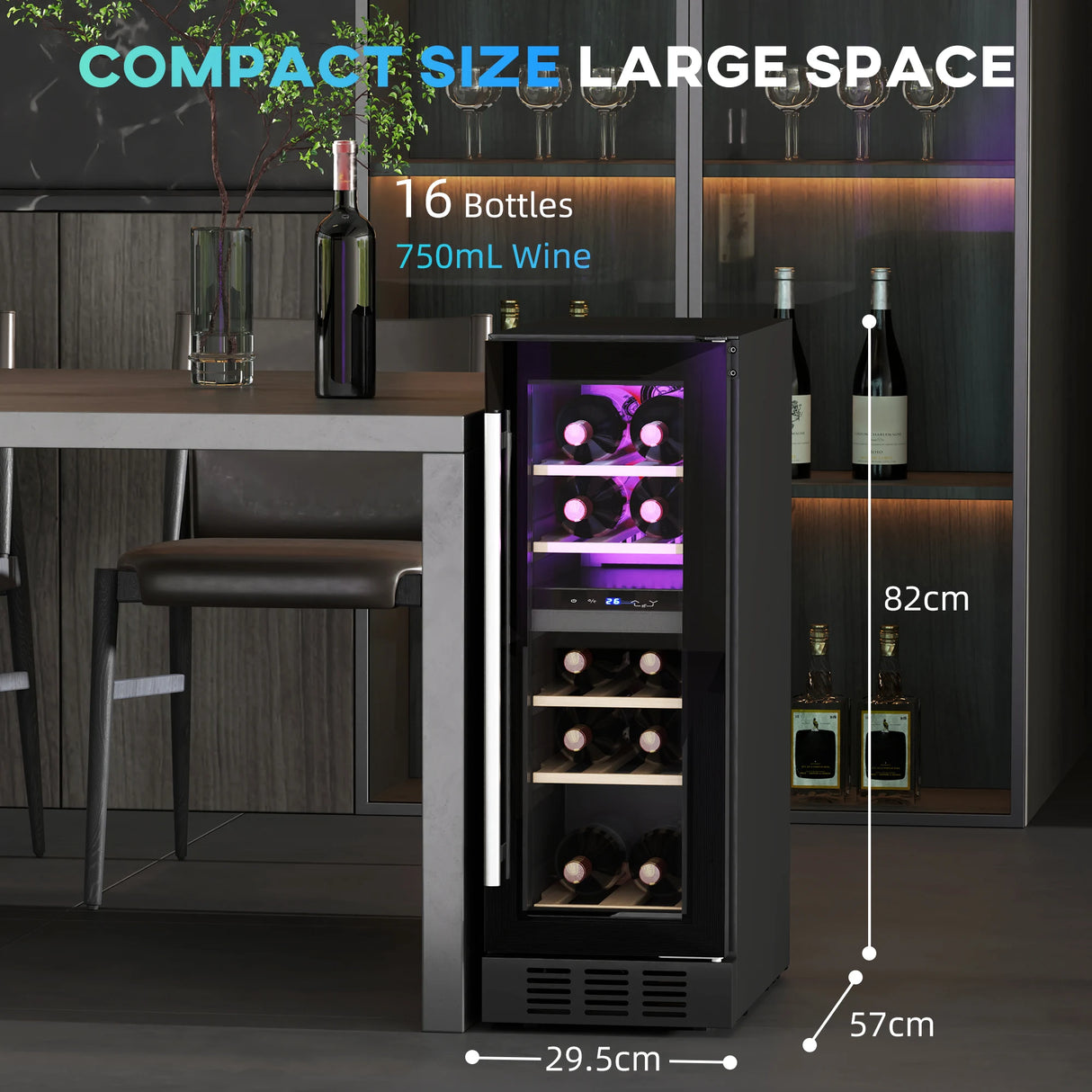 HOMCOM 16 Bottle Dual Zone 5-18 Wine Fridge - Black