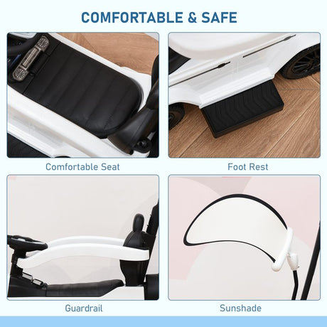 HOMCOM 3 in 1 Kids Children Ride on Push Car Toddler Sliding Car G350 Licensed Walker Foot to Floor Slider Push-Along with Horn Steering Wheel NO POWER Manual, White
