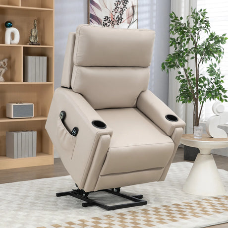 HOMCOM Electric Riser and Recliner Chair, with Massage and Heat - Beige