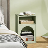 HOMCOM Bedside Table with 2 Open Compartments - Light Green