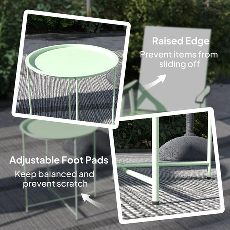 Outsunny Steel Removable Tray Top Garden Table - Green
