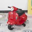 HOMCOM Vespa Licensed 6V Kids Electric Motorbike Ride On Motorcycle  Battery Powered for 18-36 Months with Horn Headlight Red
