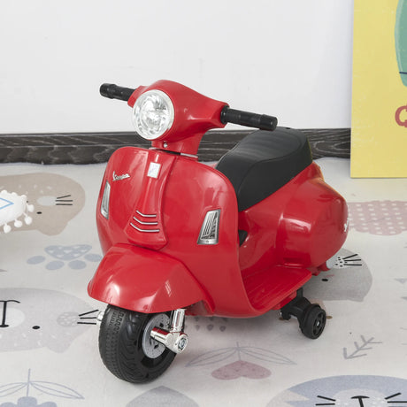 HOMCOM Vespa Licensed 6V Kids Electric Motorbike Ride On Motorcycle  Battery Powered for 18-36 Months with Horn Headlight Red