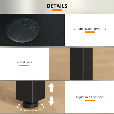 HOMCOM L-Shaped Computer Gaming Desk with Fabric Bag, Hooks and Cable Management, 145 x 81 x 76cm - Black