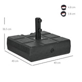 Outsunny 40kg Square Umbrella Parasol Base with Wood Effect, Plastic Umbrella Stand for Outdoor Patio Umbrella, Black