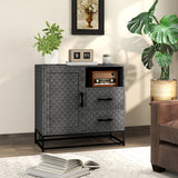 HOMCOM Sideboard with Adjustable Shelf, Freestanding Sideboard Storage Cabinet with Open Compartment and 2 Drawers, Grey