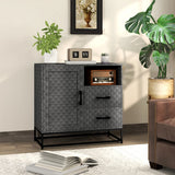 HOMCOM Sideboard with Adjustable Shelf, Freestanding Sideboard Storage Cabinet with Open Compartment and 2 Drawers, Grey
