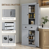 HOMCOM Multi-Storage Mid-Century Kitchen Cabinet - Grey