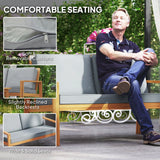 Outsunny 4-Piece Wooden Garden Furniture Set with Cushions - Teak