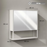 HOMCOM Bathroom Mirror Cabinet with Soft-Close Doors and Adjustable Shelf - White