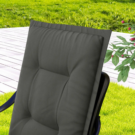 Outsunny Set of Four Padded Garden Seat Cushions - Light Grey