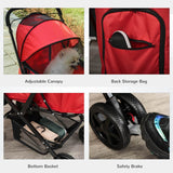 PawHut Pet Stroller Pushchair Foldable Travel Dog Cat Carriage w/ Reversible Handle Brake Basket