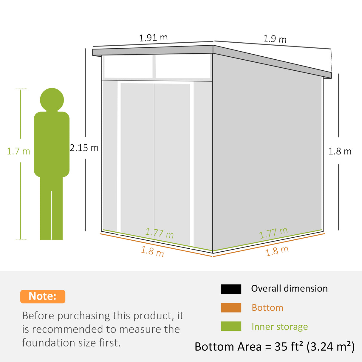 Outsunny 6 x 6ft Outdoor Storage Shed, Plastic Garden Shed with Windows and Air Vents, Outdoor Resin Tool Shed with Latch Doors for Garden, Deck, Dark Grey