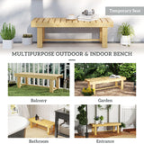 Outsunny 1 Piece 2-seater Outdoor Indoor Wooden Garden Bench Fir Patio Loveseat, 110L x 38W x 35Hcm, Natural