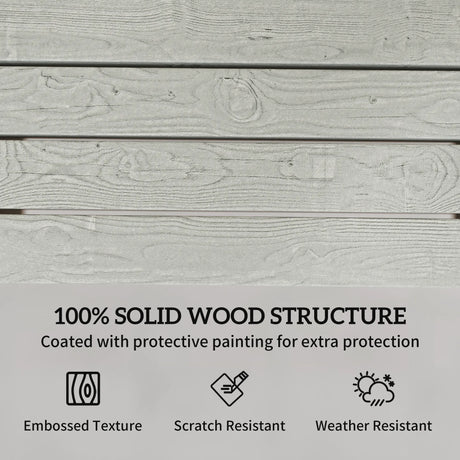 Outsunny Outdoor Garden Loveseat, Embossed Wooden Jack and Jill Garden Seat with Integrated Table, Grey