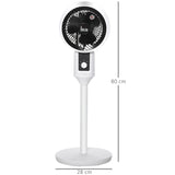 HOMCOM 9'' Air Circulator Fan 3 Speed, 70 Oscillation 90 Vertical Tilt, Carry Handle, Pedestal Fan, Pedestal Fan for Living Room, Bedroom, Office, White and Black