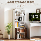 HOMCOM 5-Tier Bookcase with Adjustable Shelf - Rustic Brown