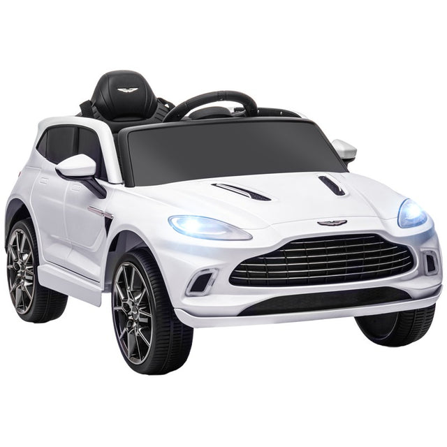 AIYAPLAY Aston Martin DBX Licensed Battery Powered Kids Electric Car, 12V Kids Ride on Car w/ Lights, Music Horn, White